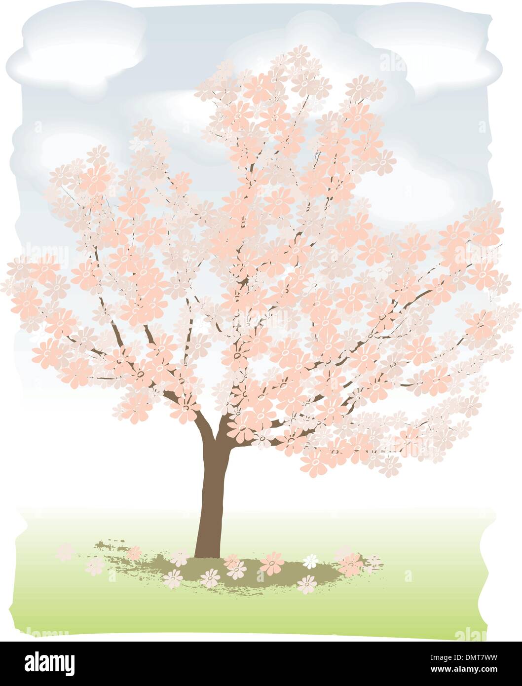 Flowering Cherry Stock Vector
