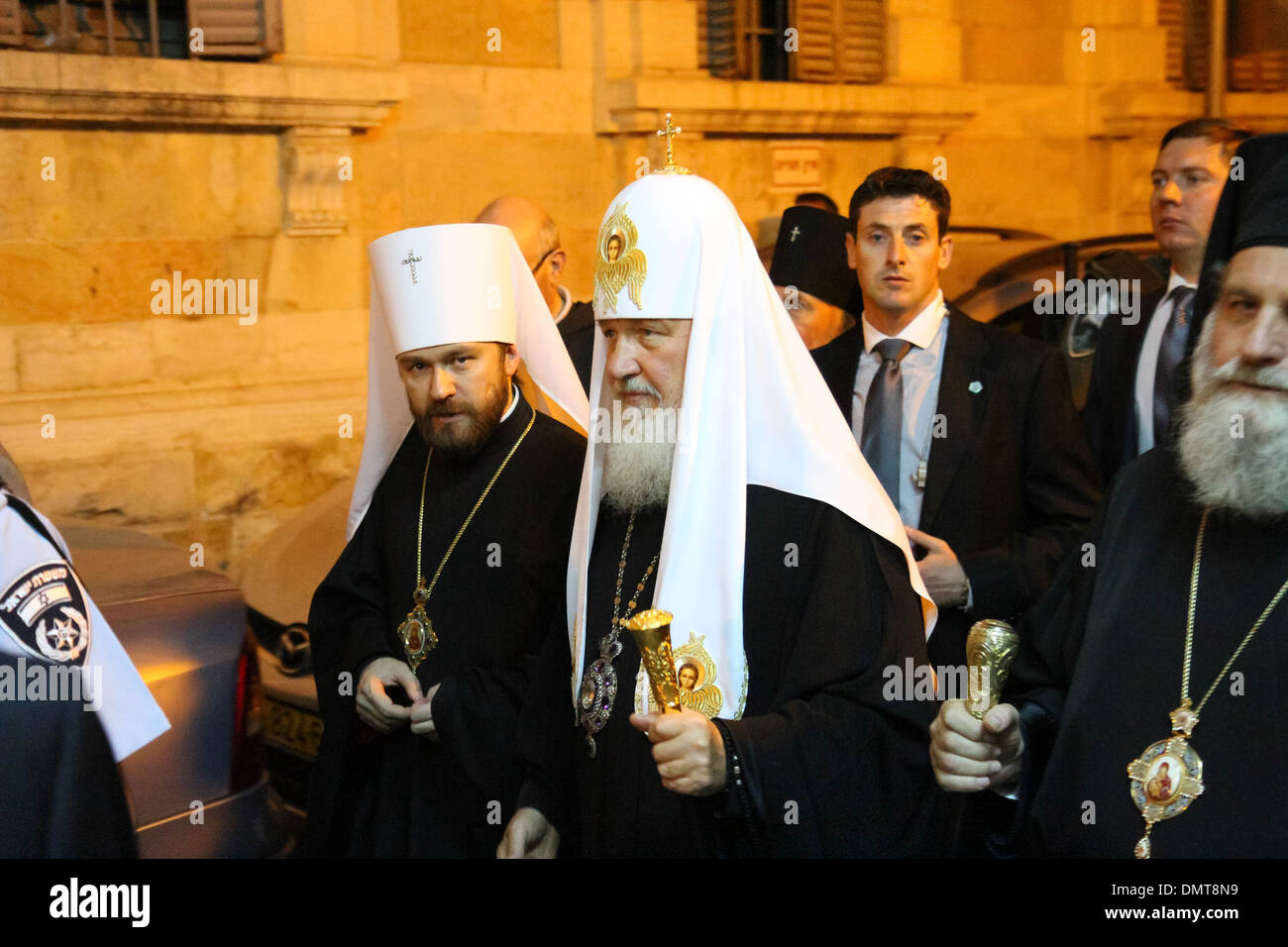 Patriarch Kirill of Moscow visits the holy land of Israel in the middle east. Stock Photo