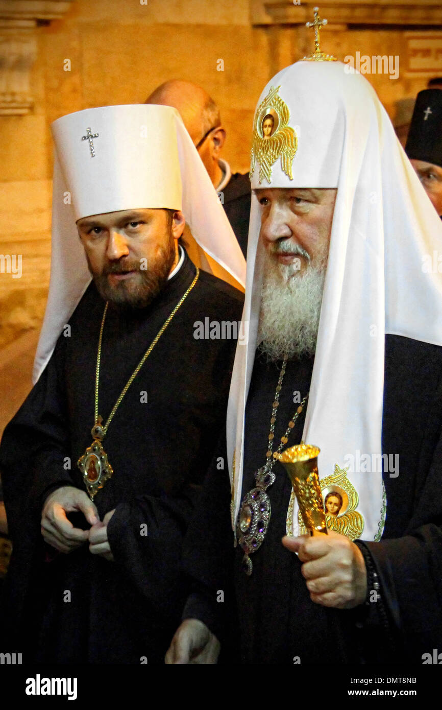 Patriarch Kirill of Moscow visits the holy land of Israel in the middle east. Stock Photo