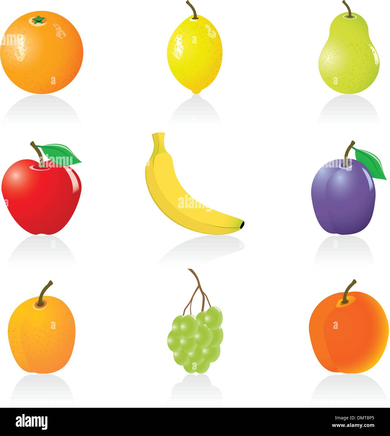 Icon set Fruits Stock Vector