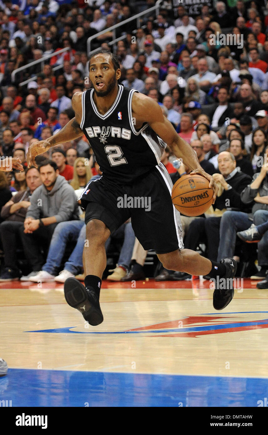 Los Angeles California USA. 16th December 2013. Kawhi Leonard 2 of the Spurs during the NBA Basketball game between the San Antonio Spurs and the Los Angeles Clippers at Staples Center in