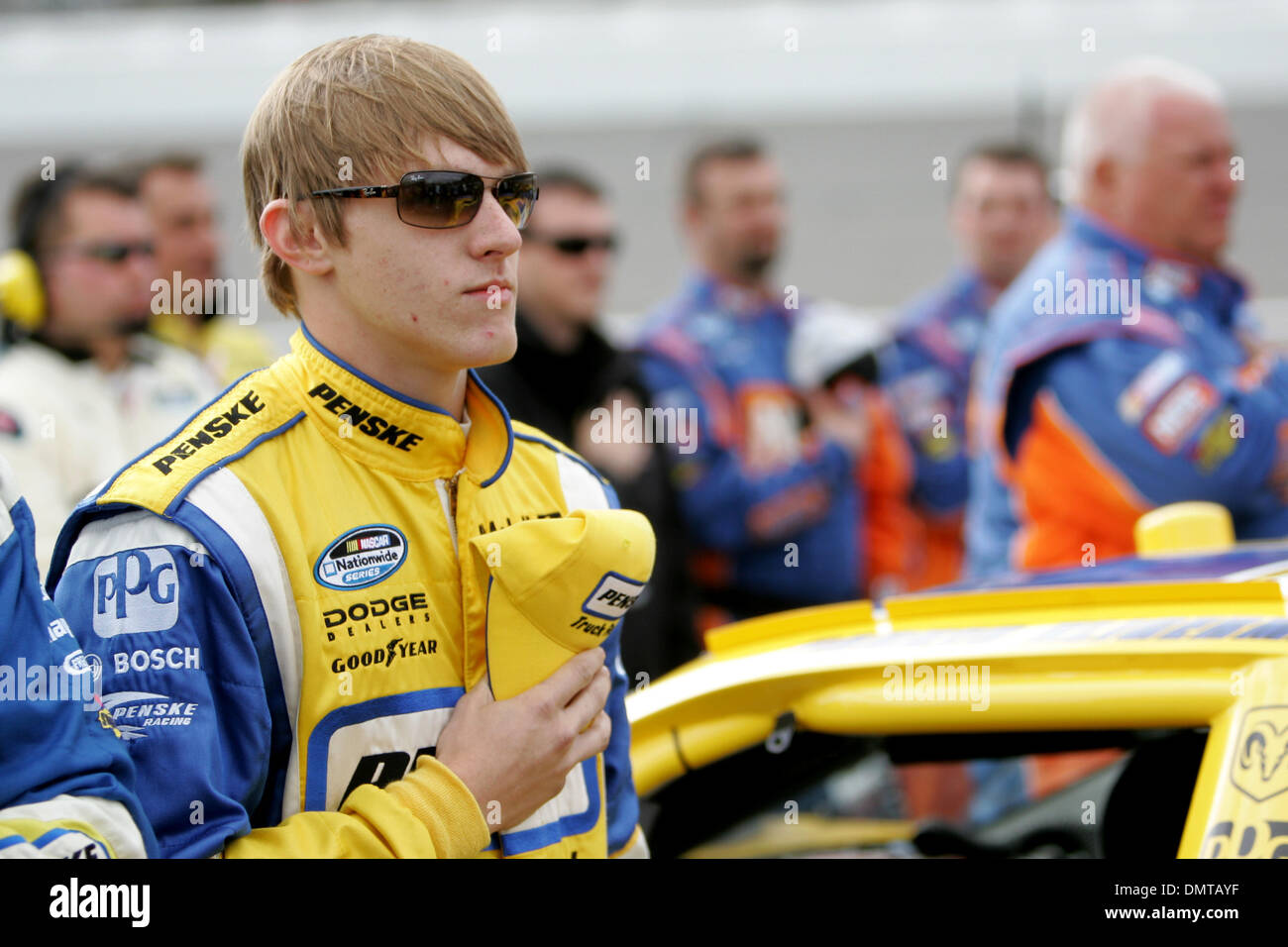 Nationwide Series top qualifier Parker Kligerman 22 stands by his car during the national
