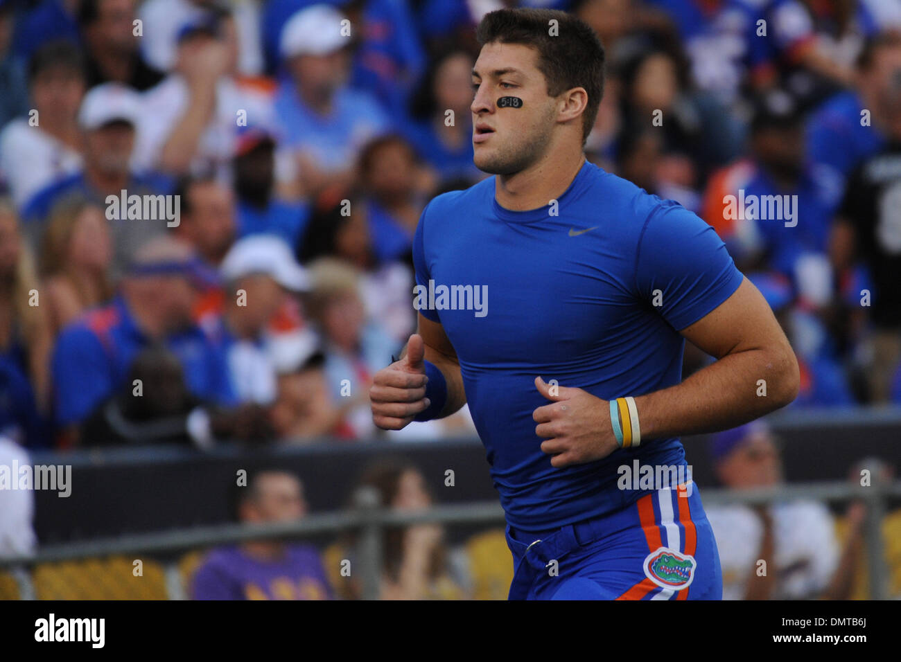 10 October 2009: Florida quarterback Tim Tebow (15) during the game between  the Florida Gators and the LSU Tigers at Tiger Stadium in Baton Rouge, LA.  (Credit Image: © Southcreek Global/ZUMApress.com Stock