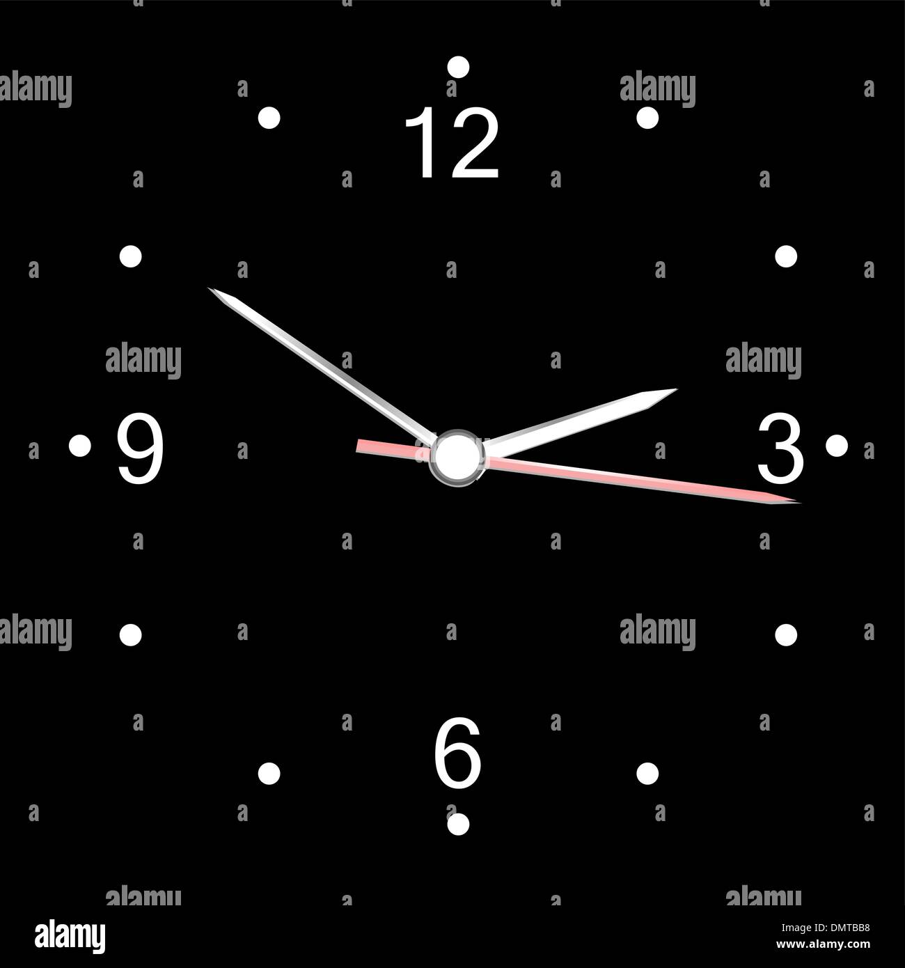 round office wall clock isolated on black. vector Stock Vector
