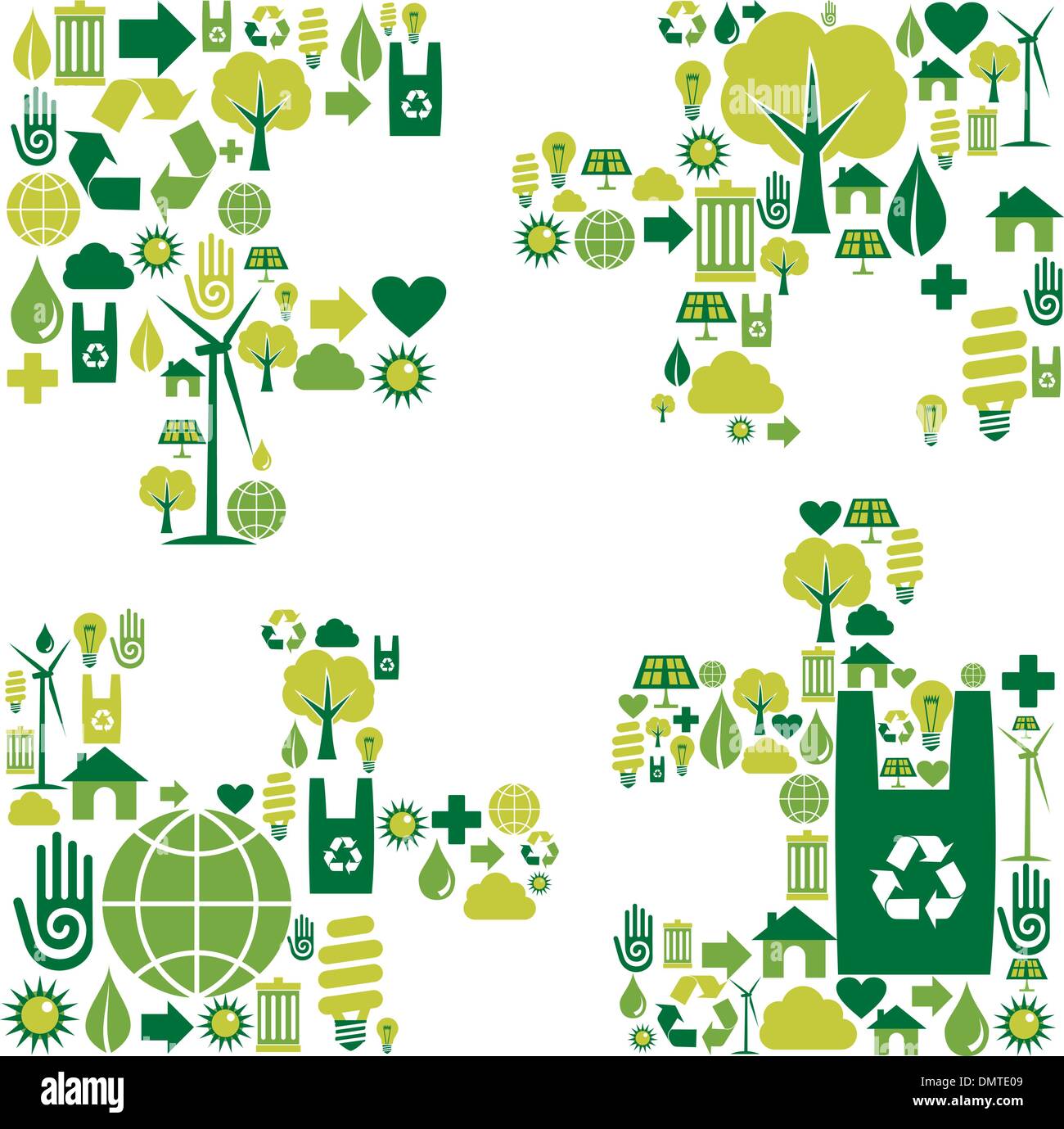 Puzzle piece with environmental icons Stock Vector