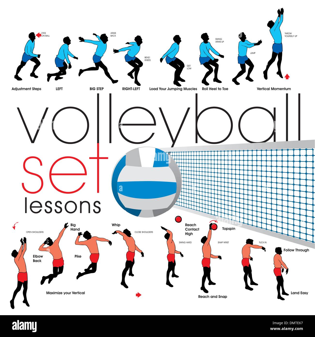 Volleyball lessons set Stock Vector Image & Art Alamy