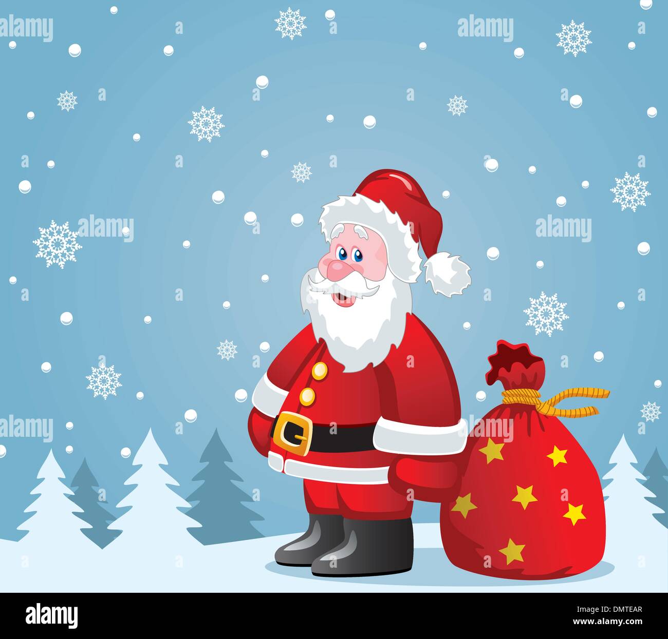 vector santa claus with big sack Stock Vector