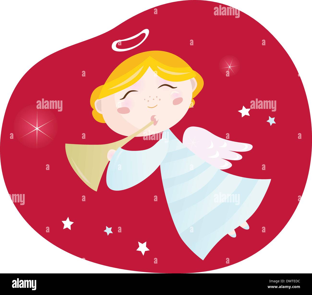 Christmas angel boy with trumpet Stock Vector