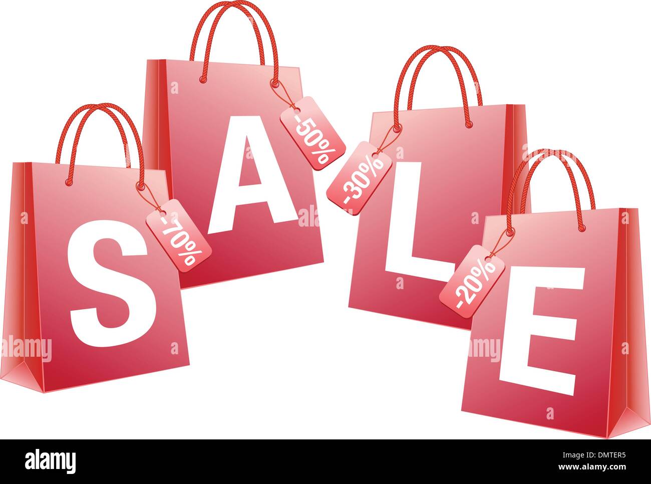 sale, red shopping bags, vector Stock Vector