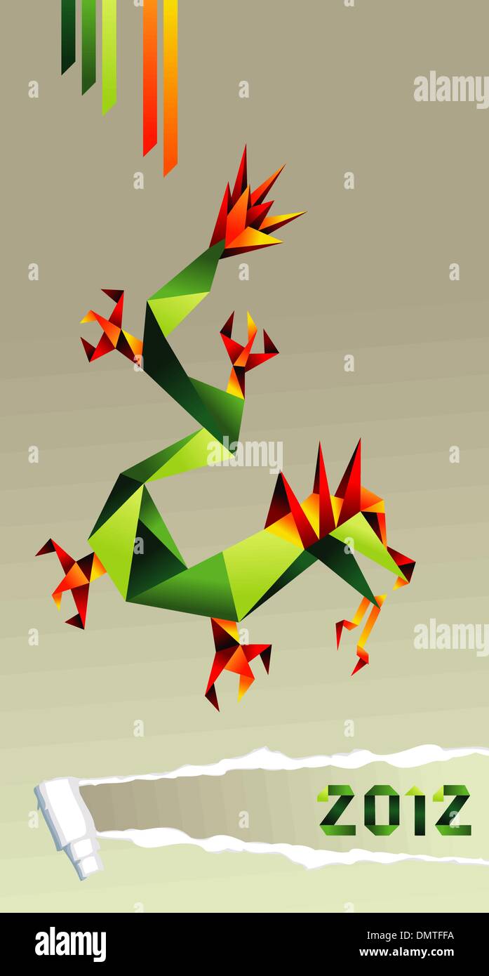 2012 China origami dragon year Stock Vector