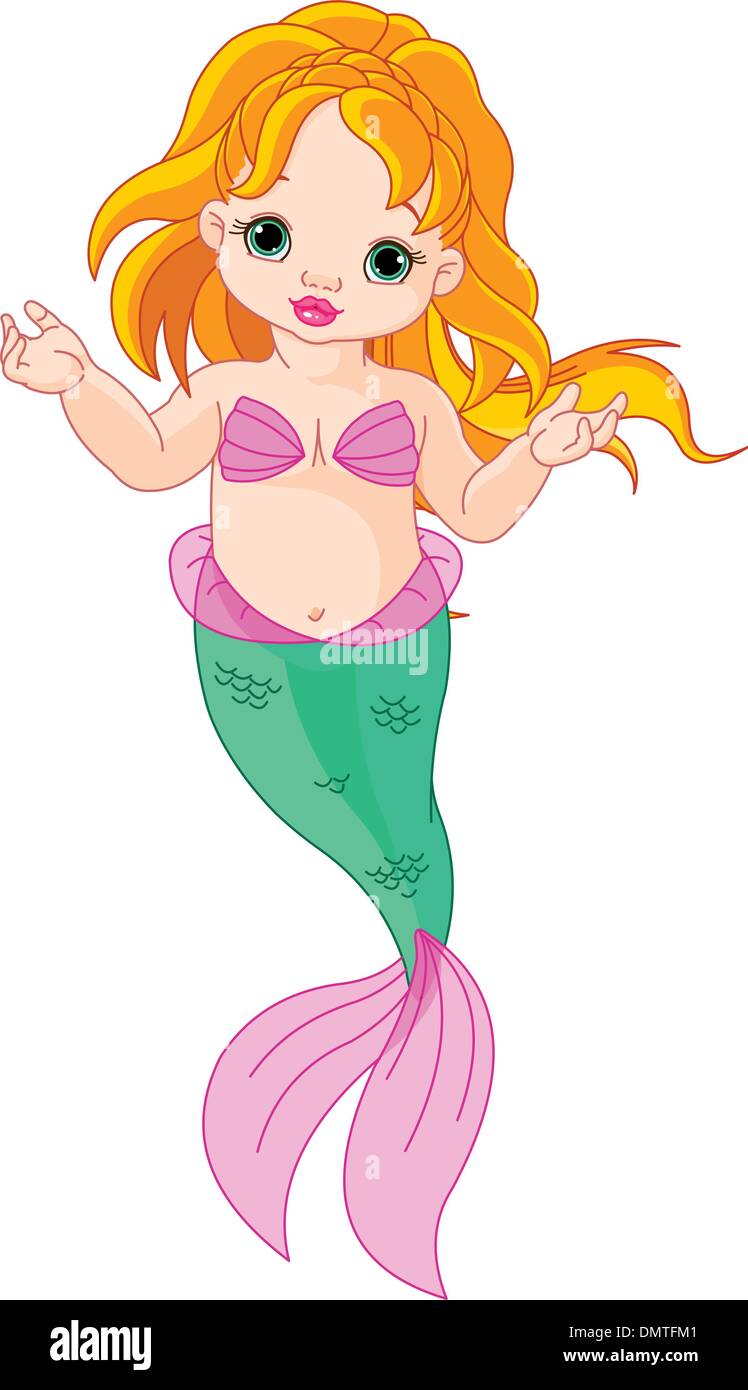 Mermaid baby Girl Stock Vector