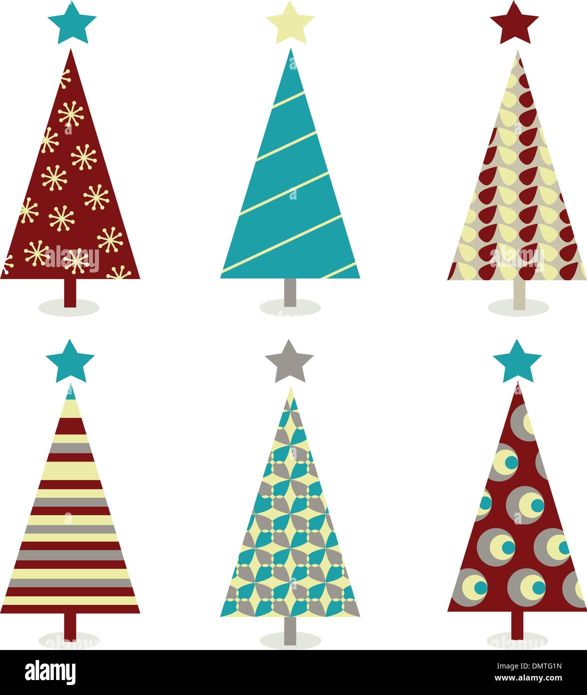 Blue ΓÇô red christmas tree icon set Stock Vector