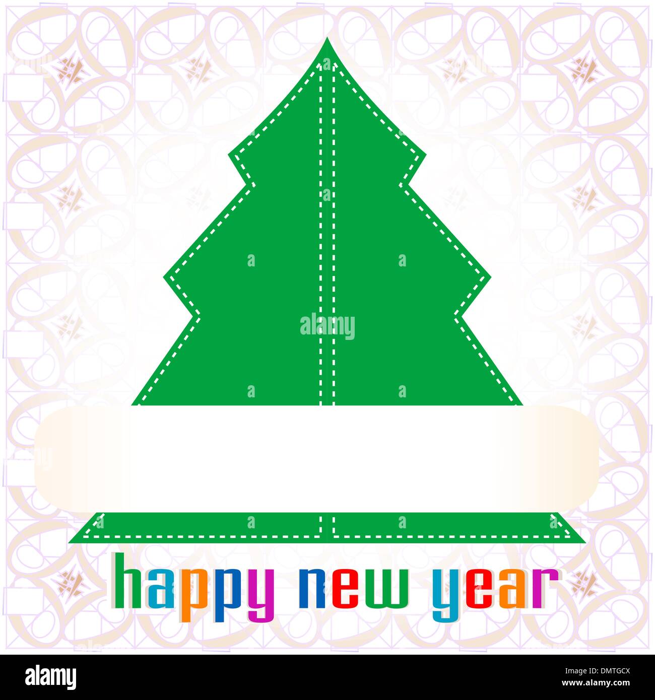 Colorful illustration with decorated green Christmas tree Stock Vector ...