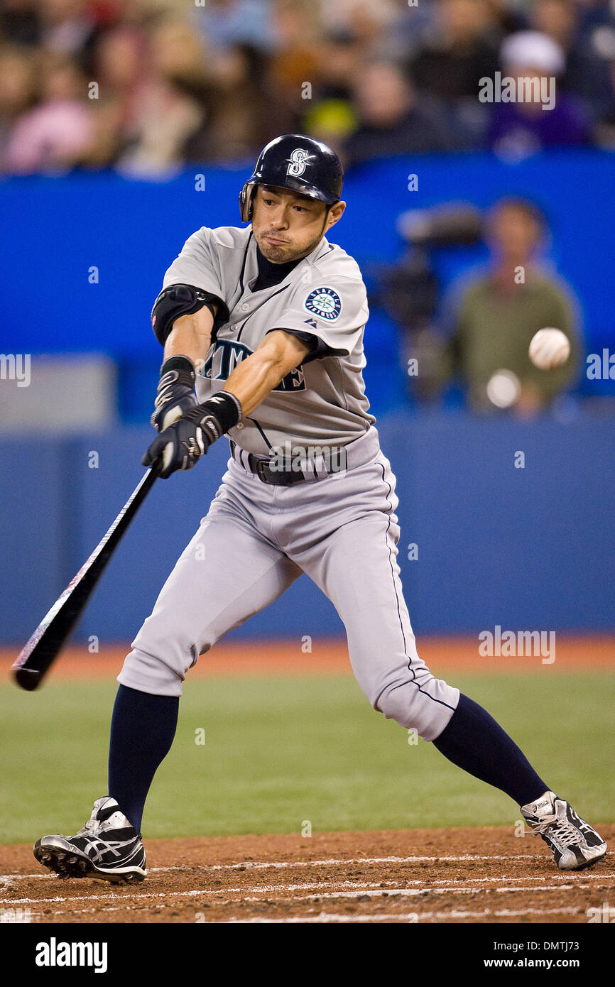 Seattle Mariners right fielder Ichiro Suzuki 51 hits a foul ball at the Rogers Centre in
