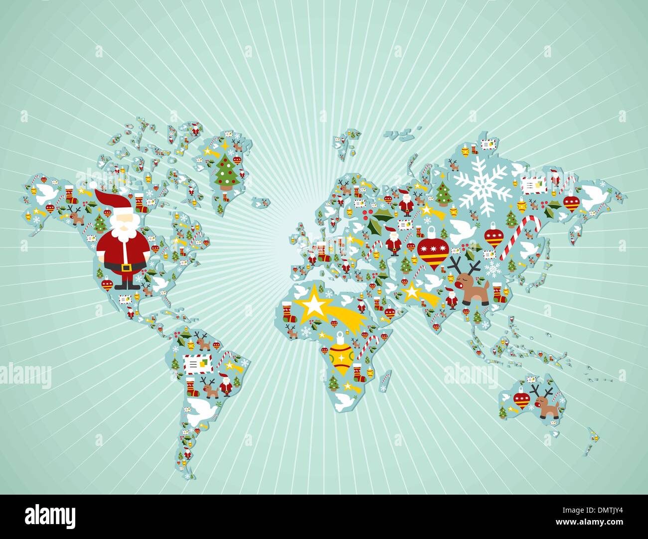 Christmas World map concept Stock Vector Art & Illustration, Vector