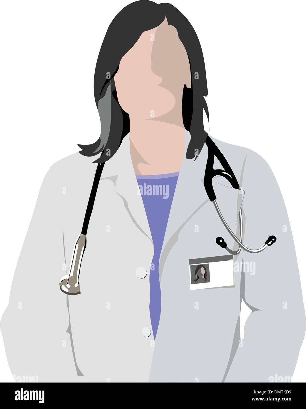Medical doctor with stethoscope on cardiogram  background. Vecto Stock Vector