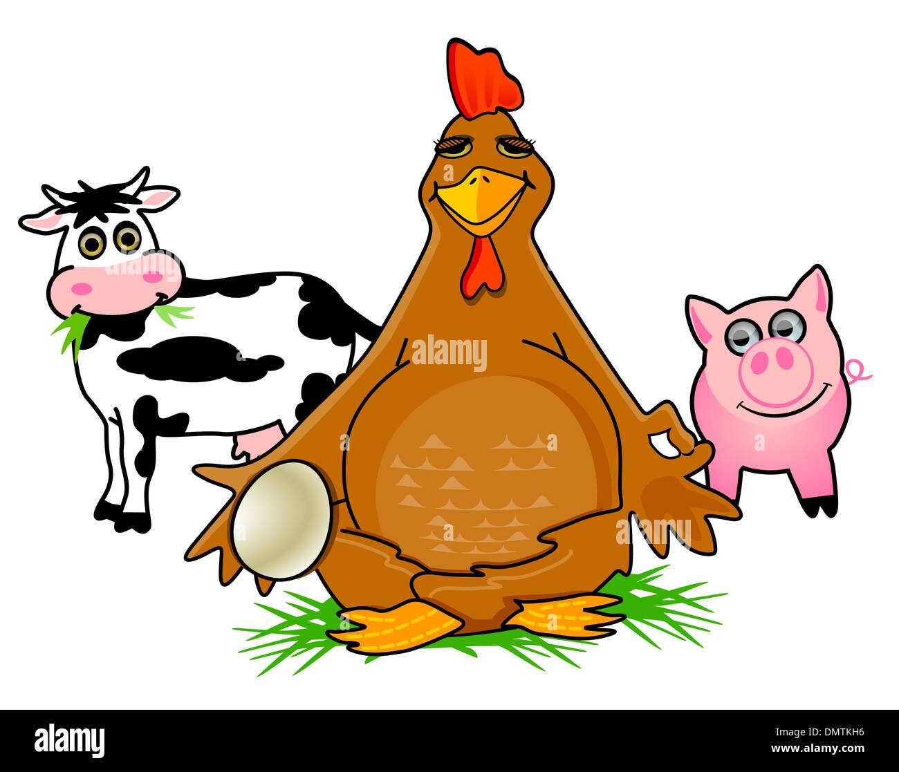 Happy Chicken Farm with animals Stock Vector