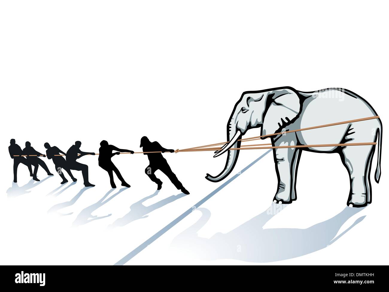 pull the elephant from the Ice Stock Vector