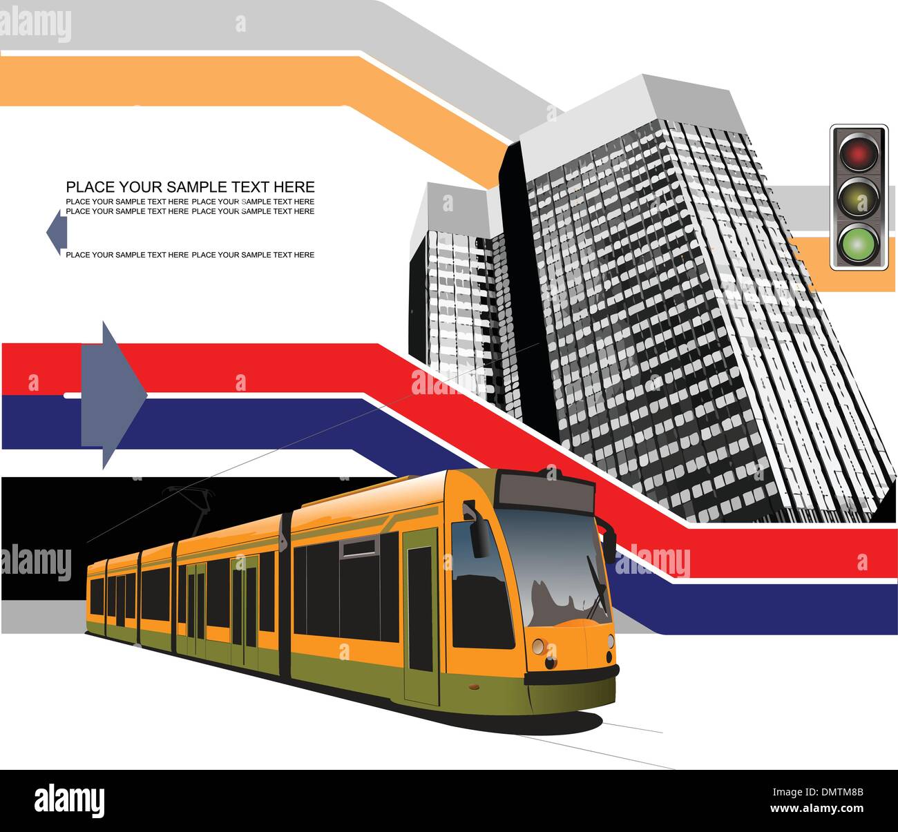 Abstract hi-tech background with tram image. Vector illustration Stock Vector