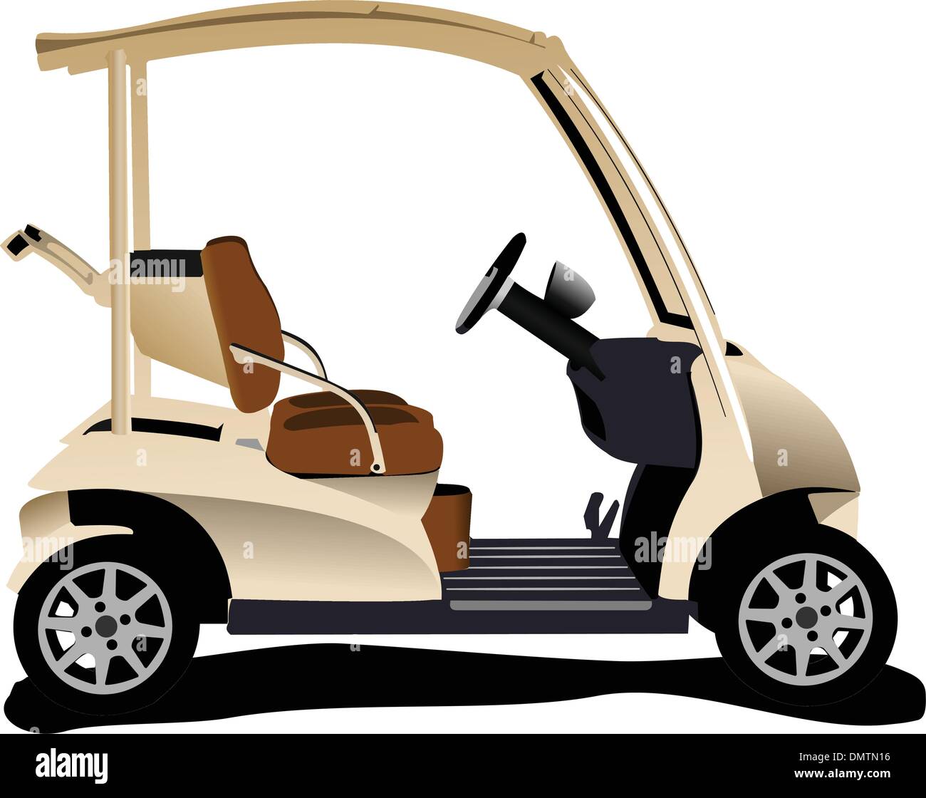 Electrical golf car on isolated white background. Vector illustr Stock Vector