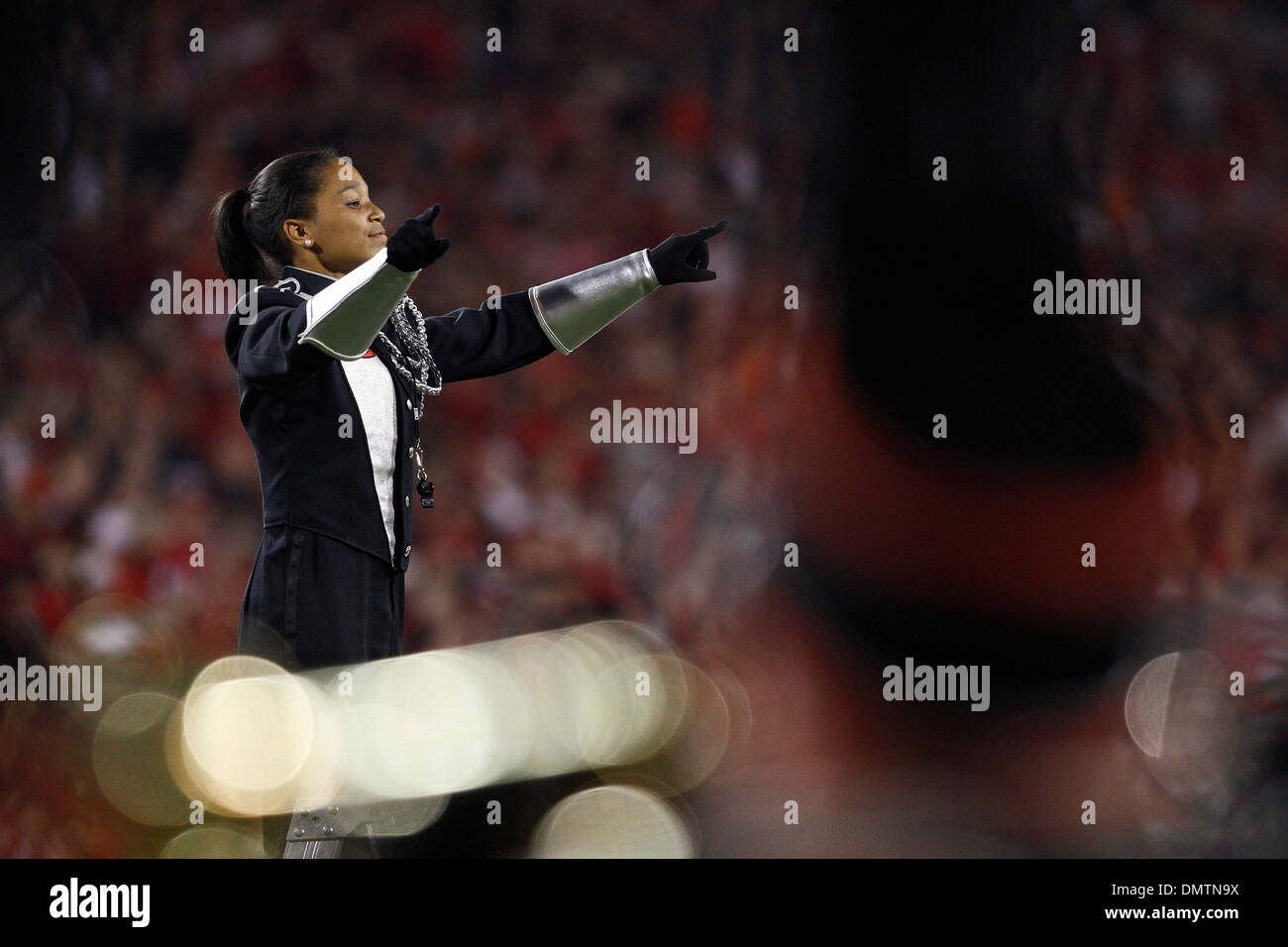 UGA Redcoat Band Drum Major Christina Swoope conducts the pregame show