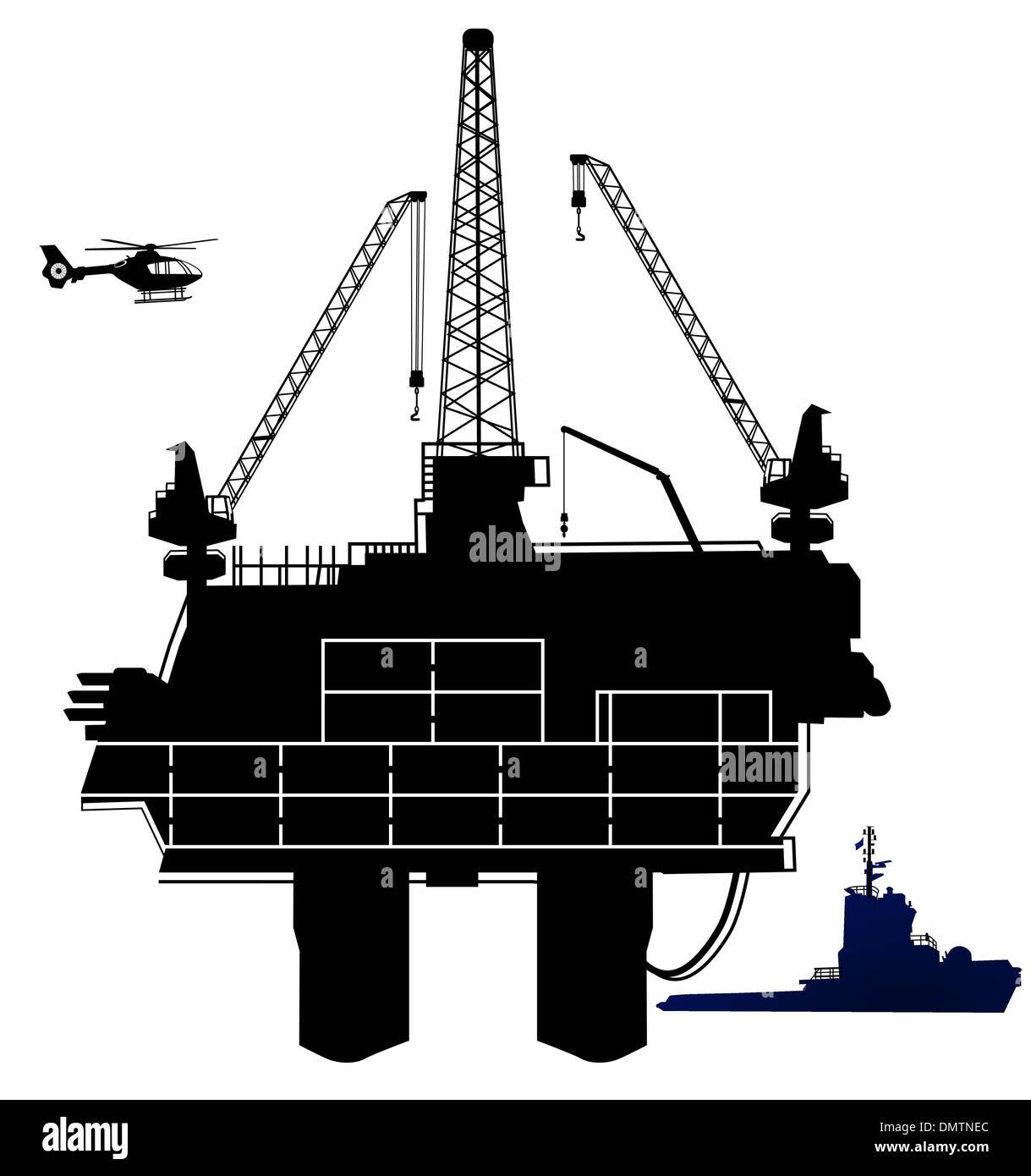oil drilling rig, in offshore area Stock Vector