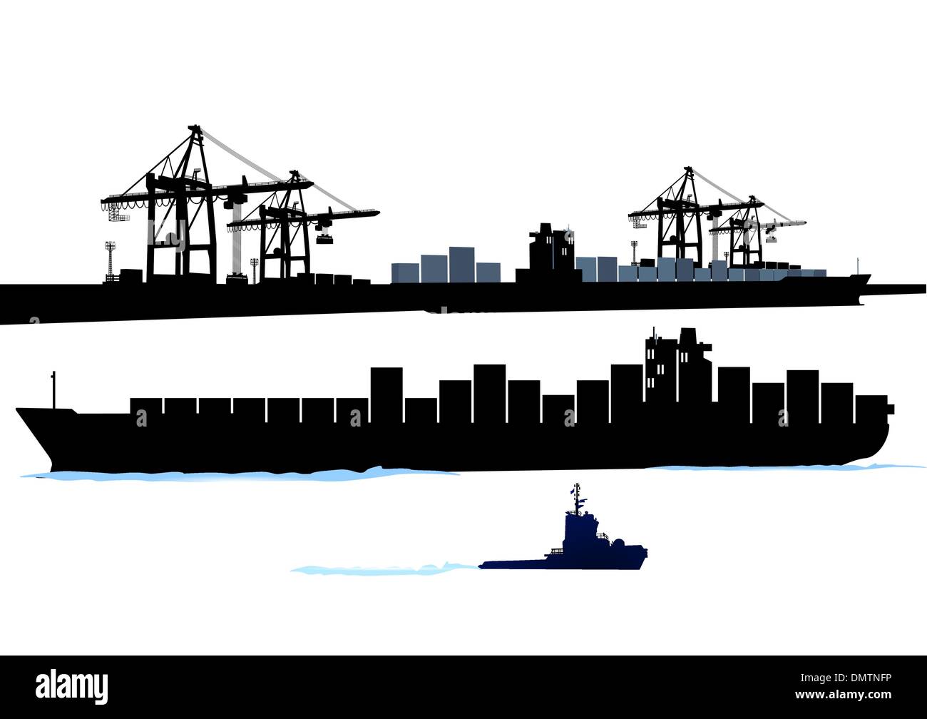 Port with container ship Stock Vector