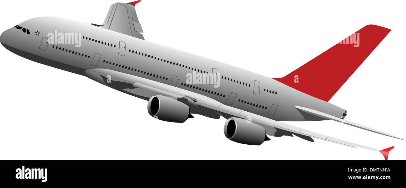 Passenger plane in air. Vector illustration Stock Vector