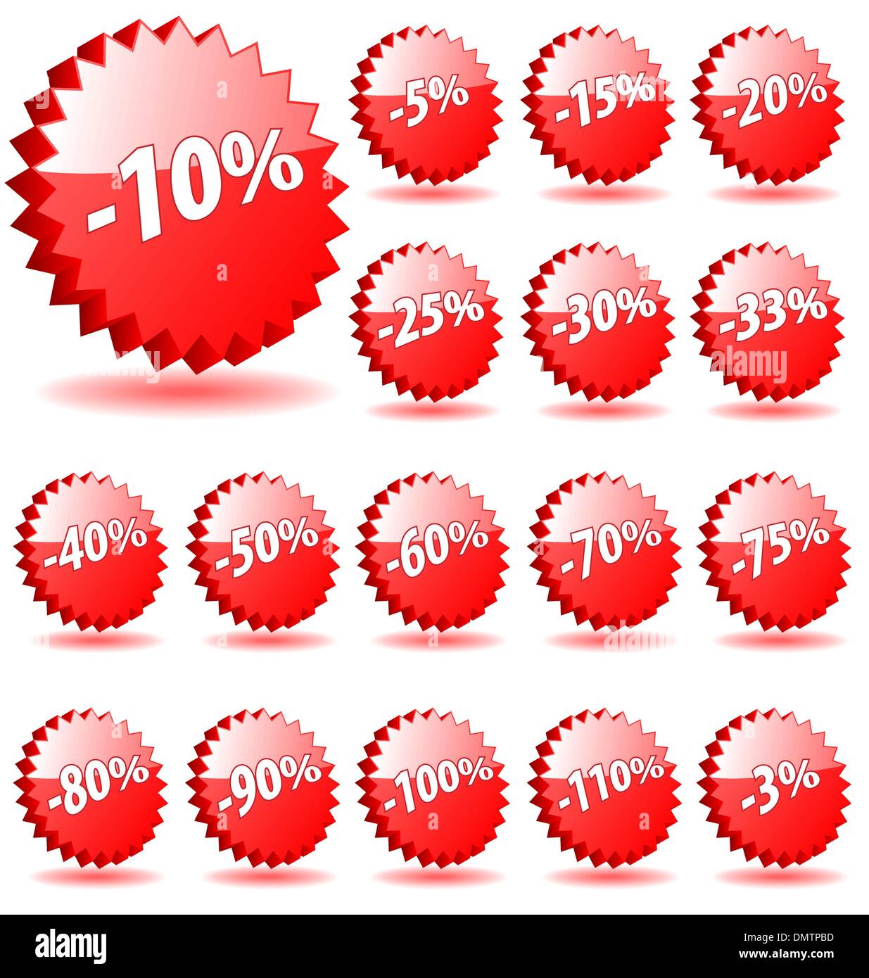 3D vector star badges with discount numbers for promotion and ma Stock ...