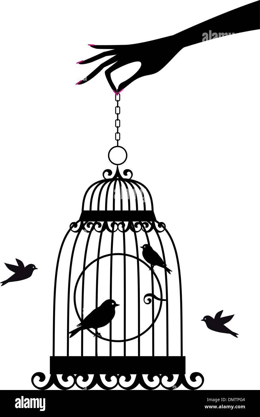 hand with birdcage, vector Stock Vector Image & Art - Alamy