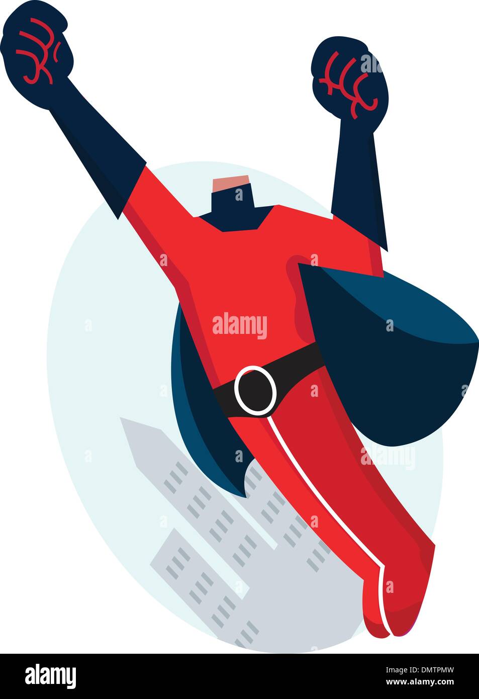 Cute flying superhero boy with city silhouette behind Stock Vector ...