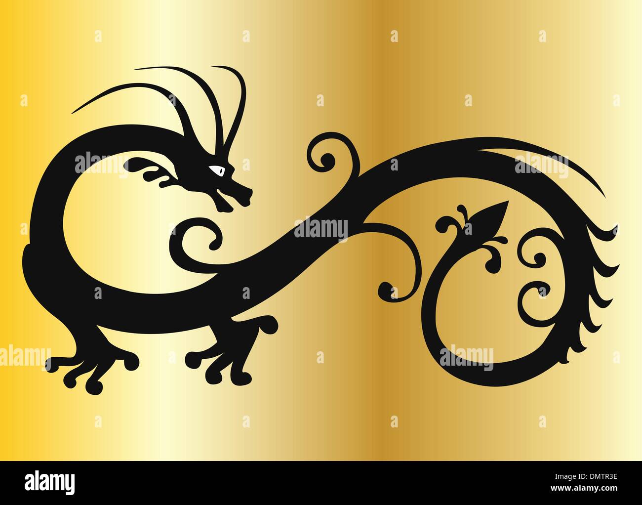 vector black dragon on gold Stock Vector Image & Art - Alamy