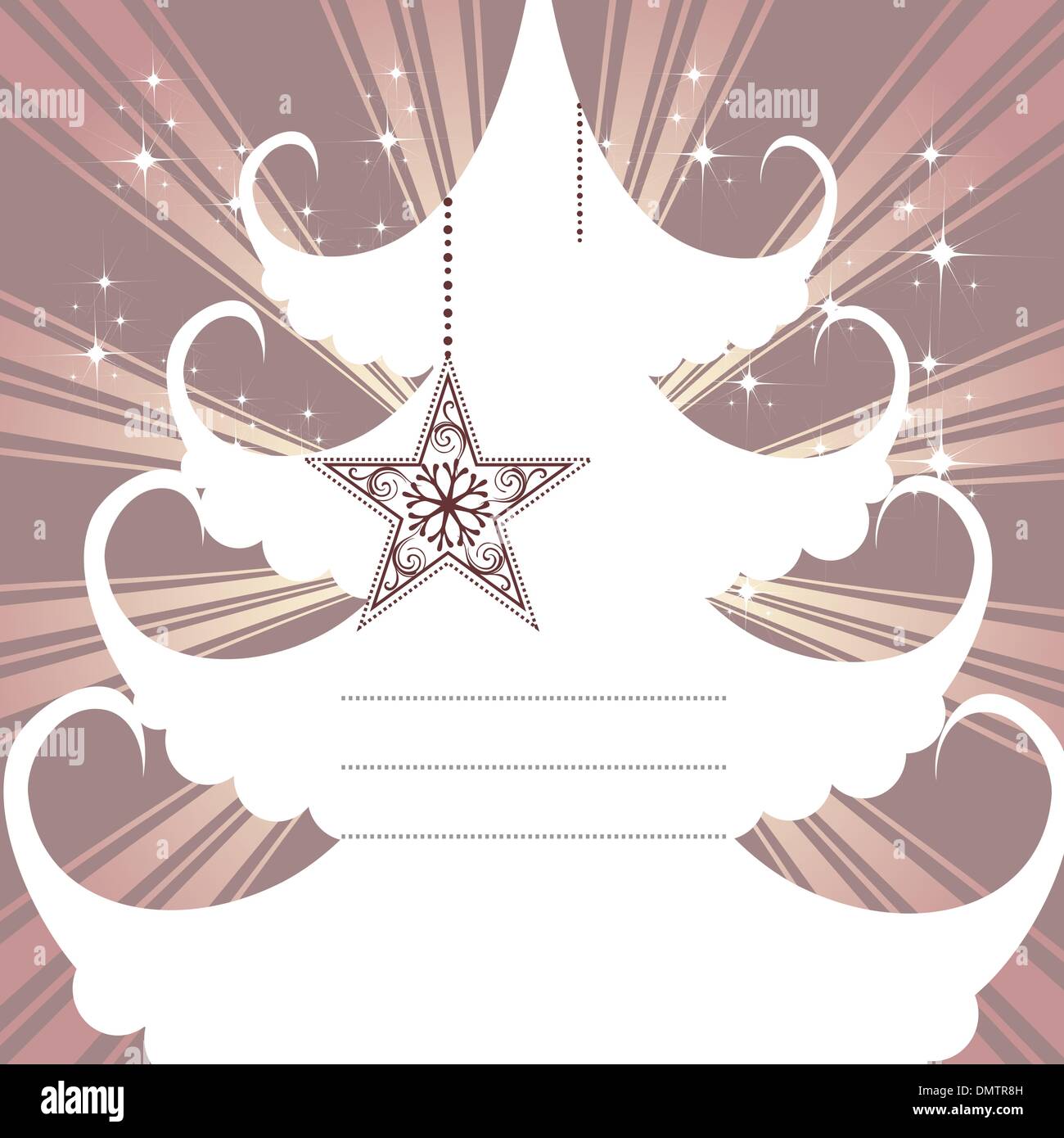 Vector tree of Christmas card with hanging stars Stock Vector Image ...