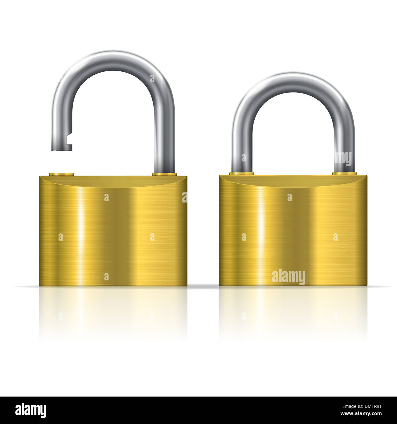 Vector illustration of open and closed padlocks set Stock Photo - Alamy