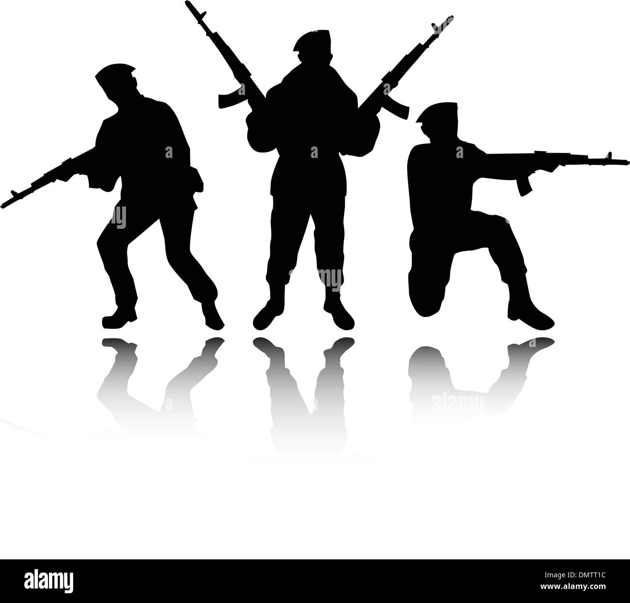 the vector soldiers silhouettes Stock Vector