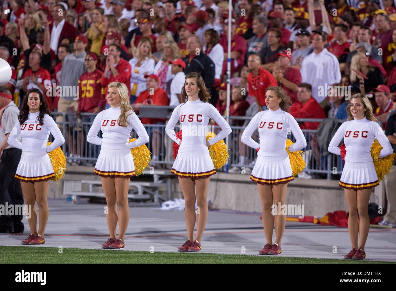 12 September 2009:  USC Cheerleaders during the game between the Ohio State Buckeyes and USC Trojans.  The #3 USC Trojans rallied to defeat #7 Ohio State 18-15 before a record crowd of 106,033 fans at Ohio Stadium. (Credit Image: © Frank Jansky/Southcreek Global/ZUMApress.com) Stock Photo