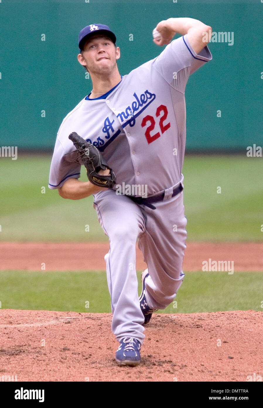 27 September 2009: Dodgers starting pitcher Clayton Kershaw (22
