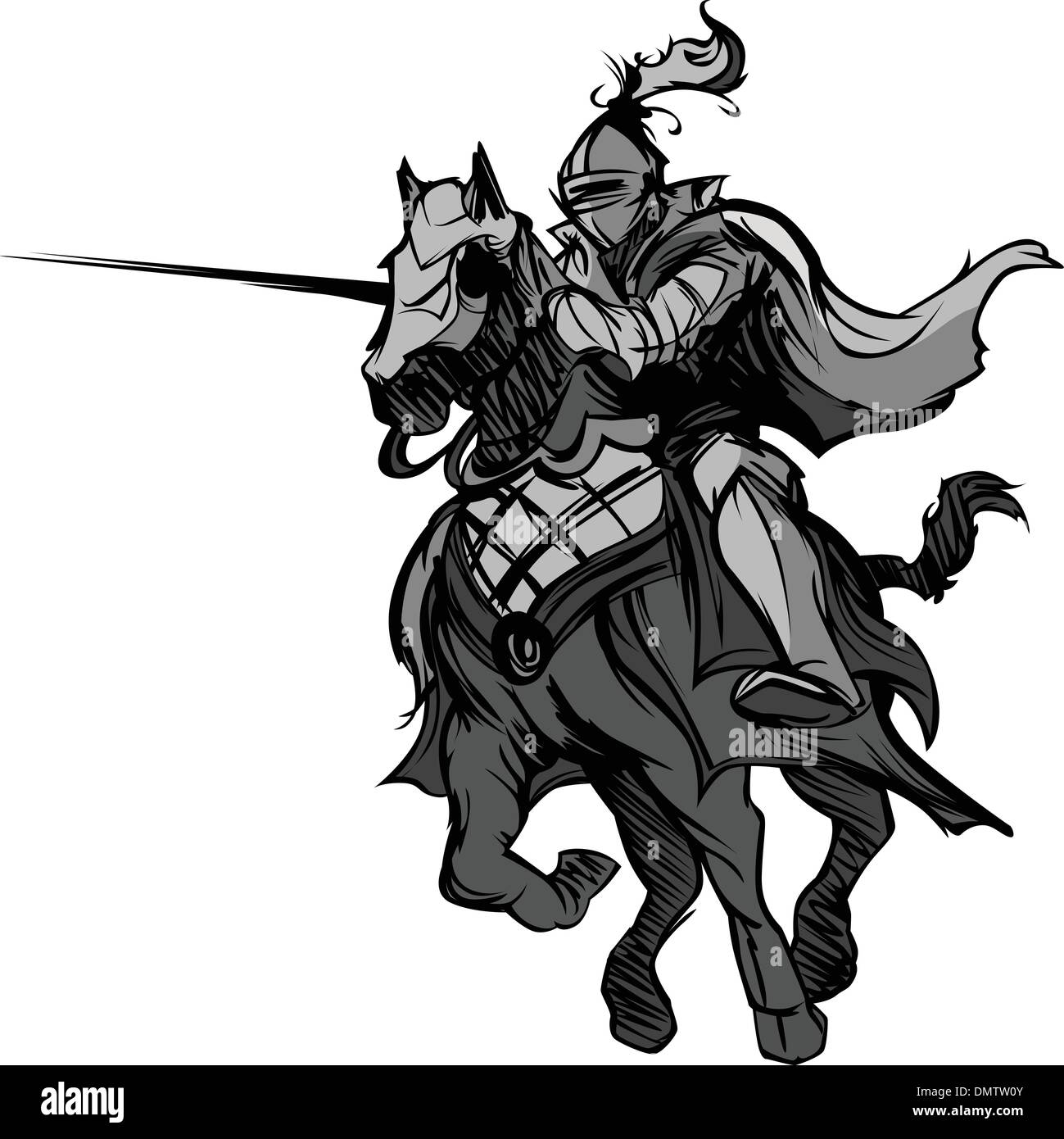 Jousting Knight Mascot on Horse Stock Vector