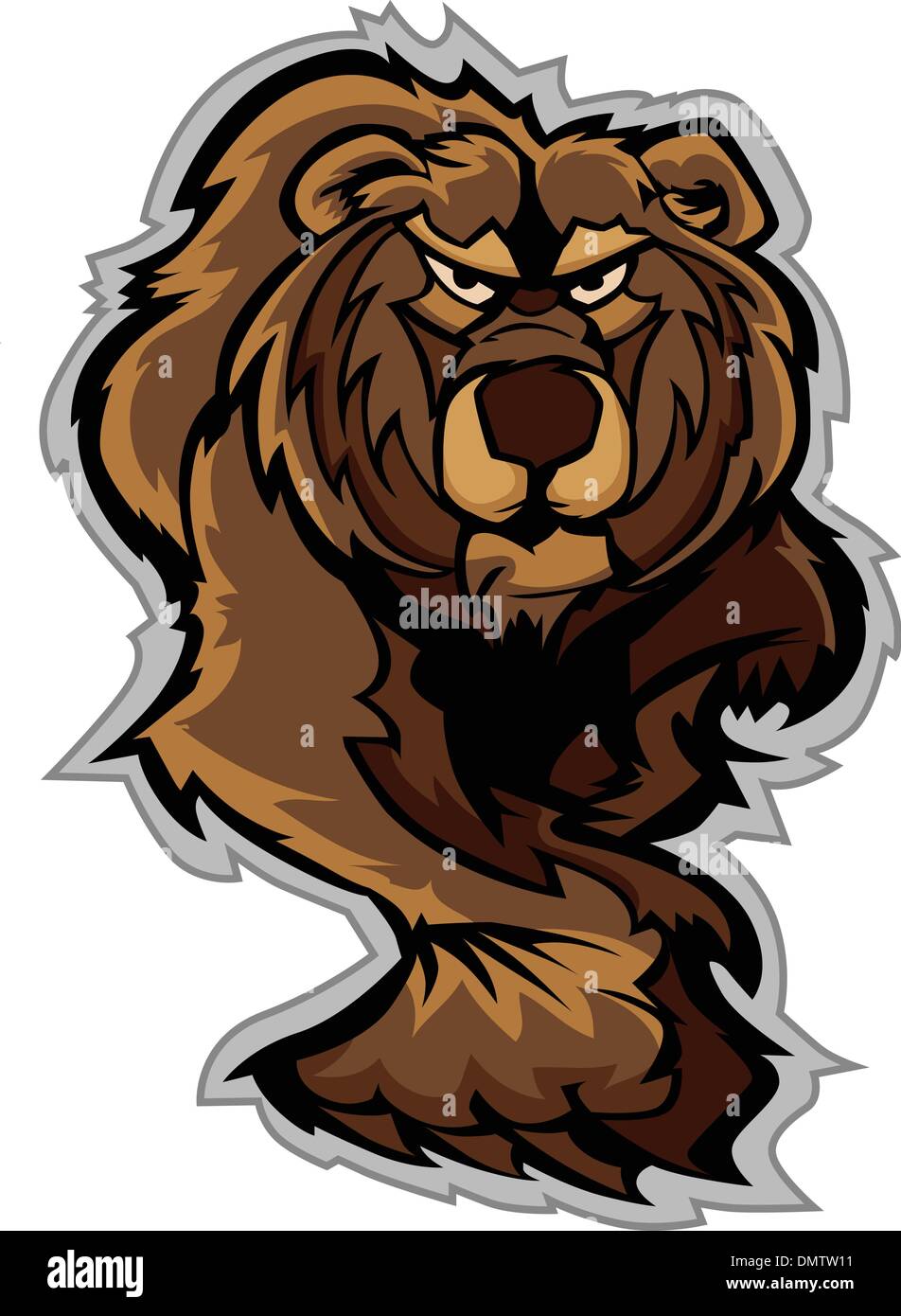 Grizzly Bear Mascot Body Prowling with Paws and Claws Stock Vector
