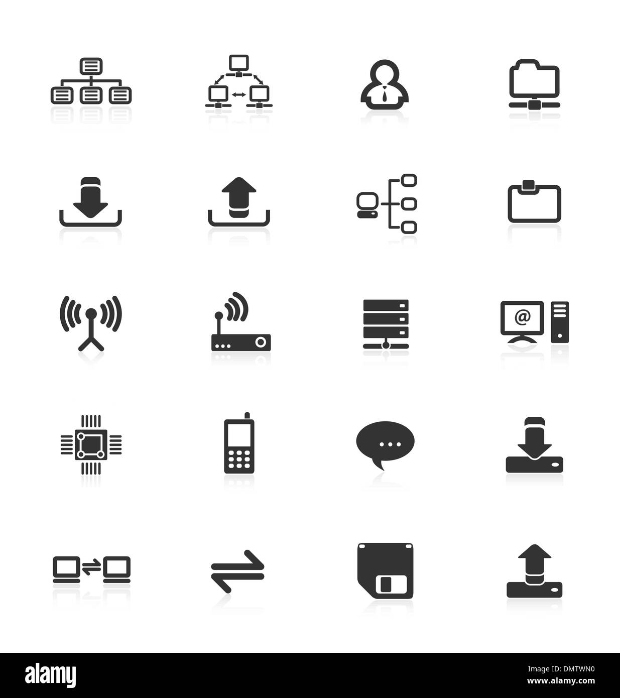 Collection of vector computer network communications icons. Stock Vector