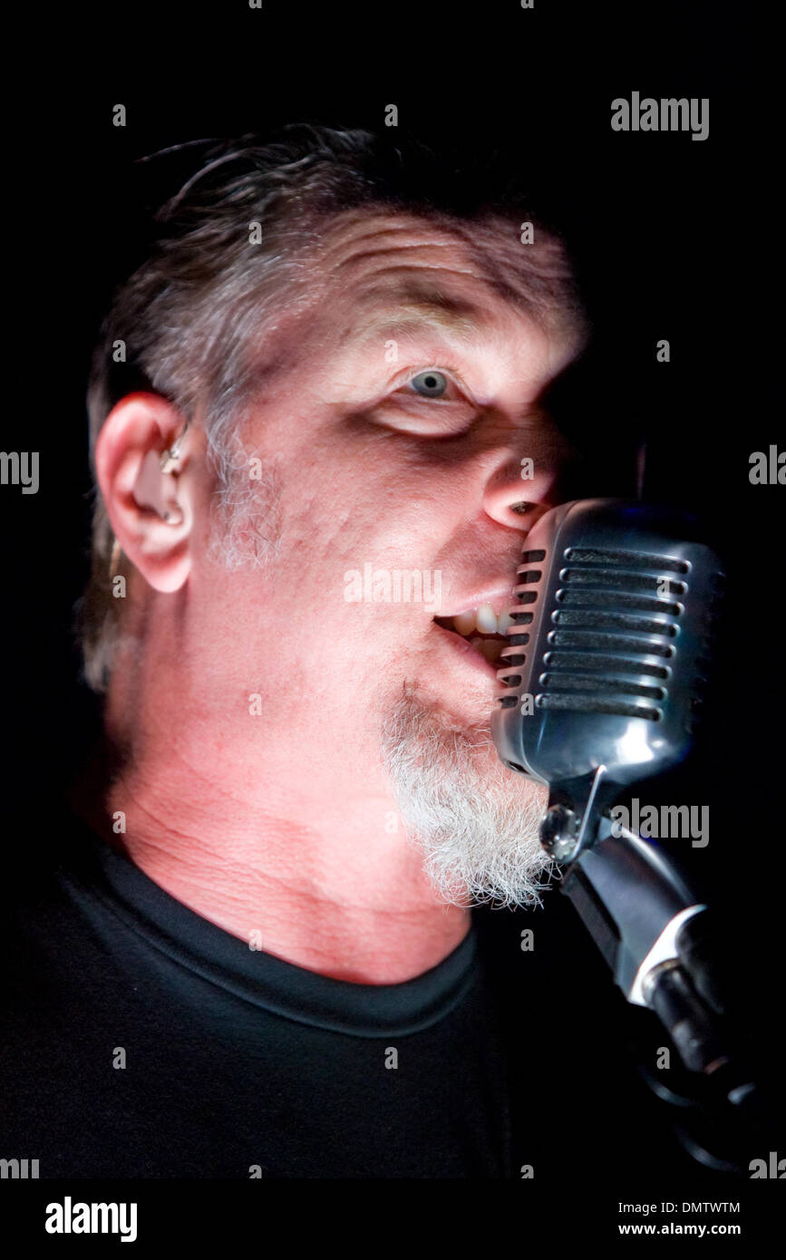 15 October 2009:  Metallica lead vocalist and guitarist James Hetfield performs onstage during the Metallica World Magnetic Tour at the Quicken Loans Arena in Cleveland, Ohio. (Credit Image: © Frank Jansky/Southcreek Global/ZUMApress.com) Stock Photo