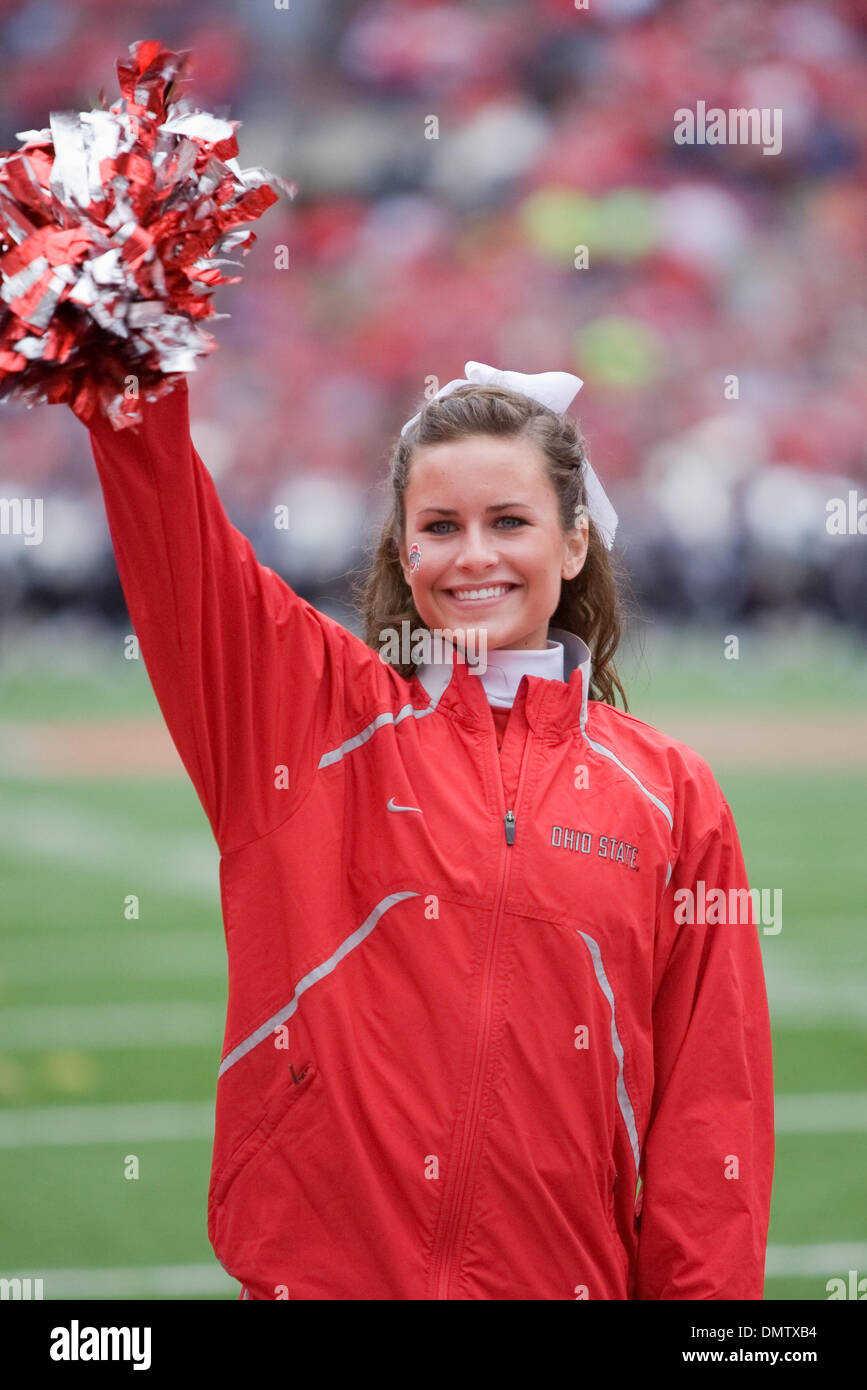 31 October 2009: An Ohio State Buckeyes cheerleader on the sidelines ...