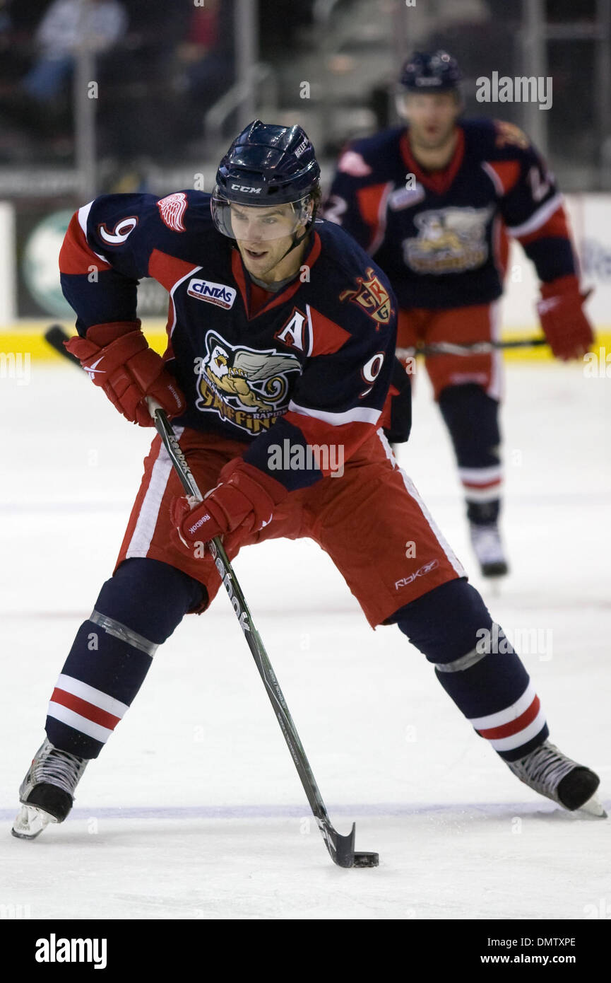 08 November 2009: Grand Rapids Griffins Evan McGrath (9) controls the puck during the second period.  The Griffins defeated the Monsters 8-6 in this American Hockey League game played at Quicken Loans Arena in Cleveland, OH..Mandatory Credit: Frank Jansky / Southcreek Global (Credit Image: © Frank Jansky/Southcreek Global/ZUMApress.com) Stock Photo