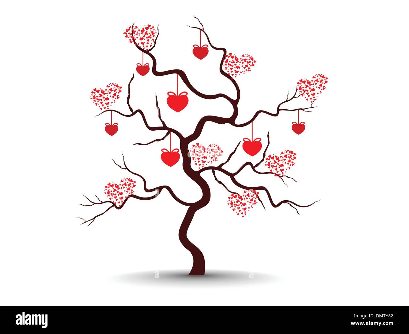 Vector illustration of a love tree having heart shapes on isolat Stock Vector