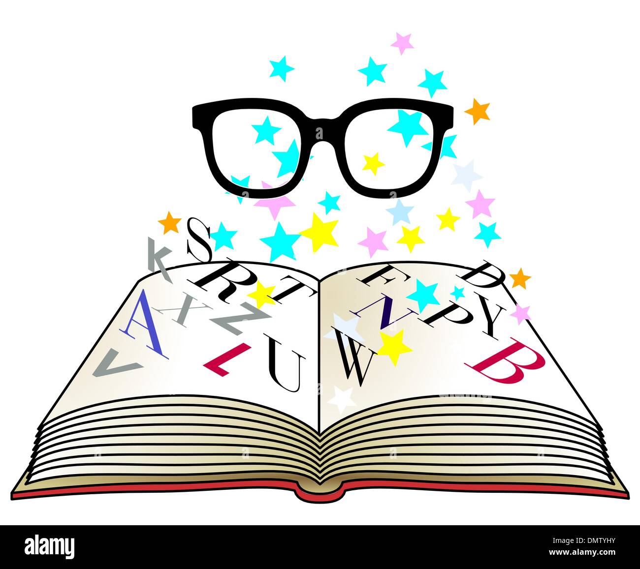 Reading Glasses, learning letter Stock Vector