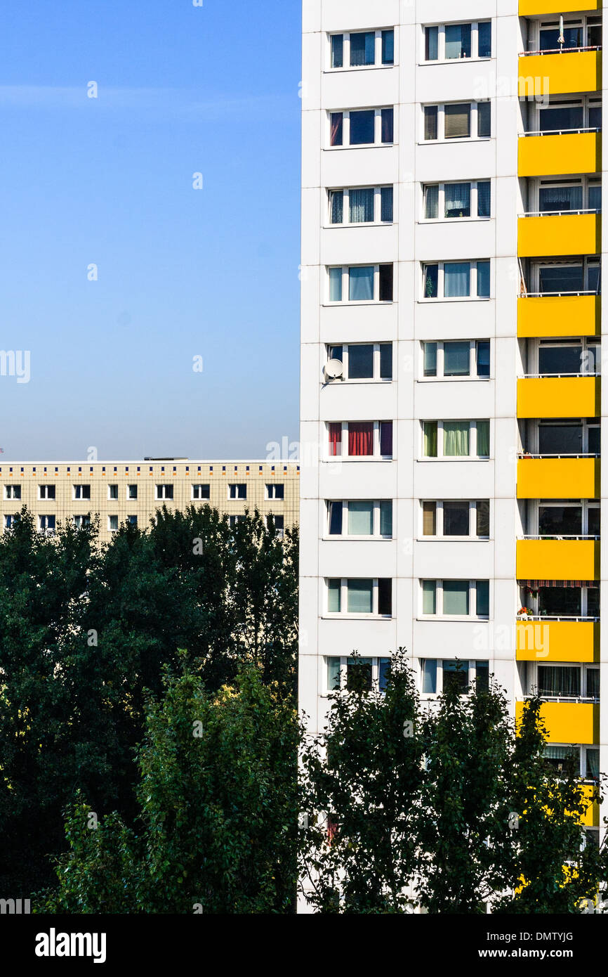 Typical apartment building in East Berlin Stock Photo