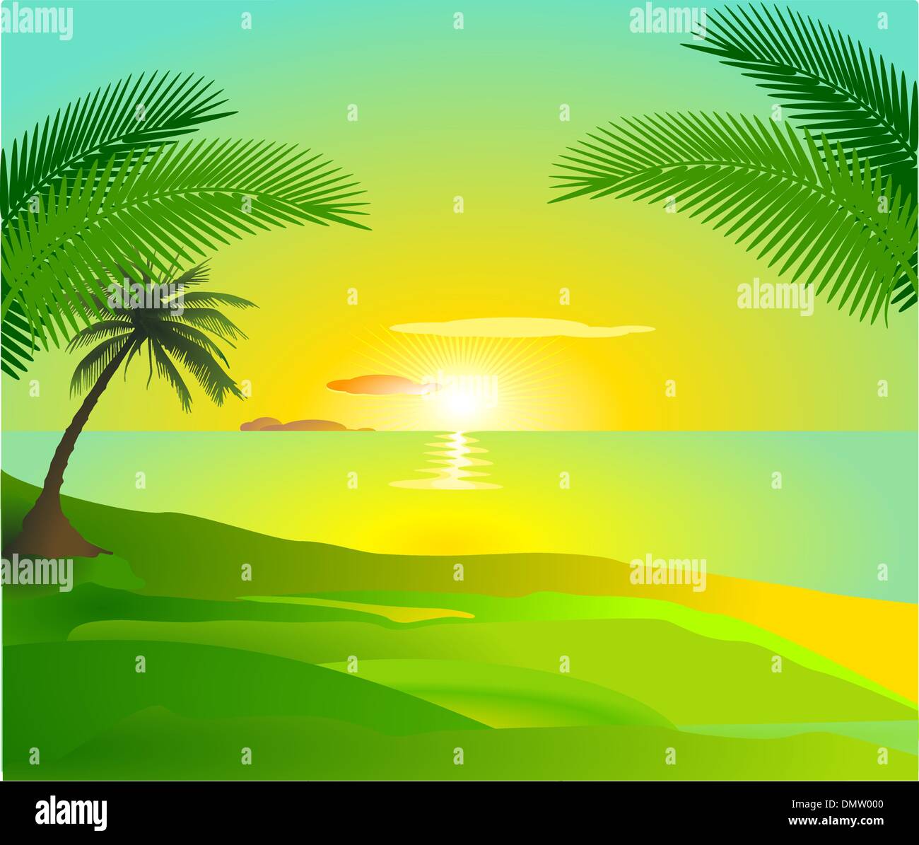 tropical sunset Stock Vector