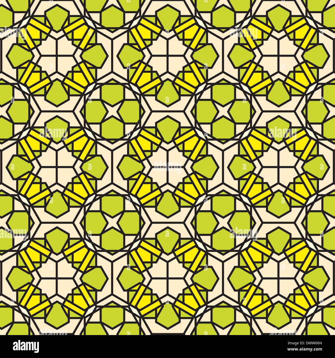 green mosaic stained glass pattern background Stock Vector