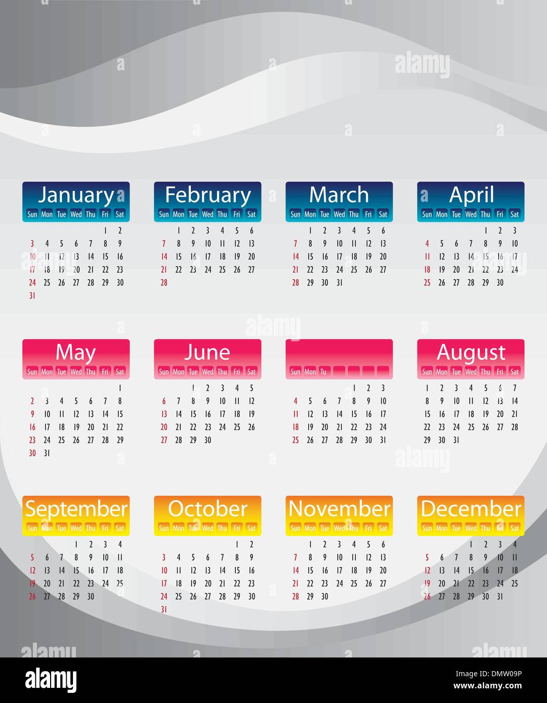 Calendar 2010 Stock Vector