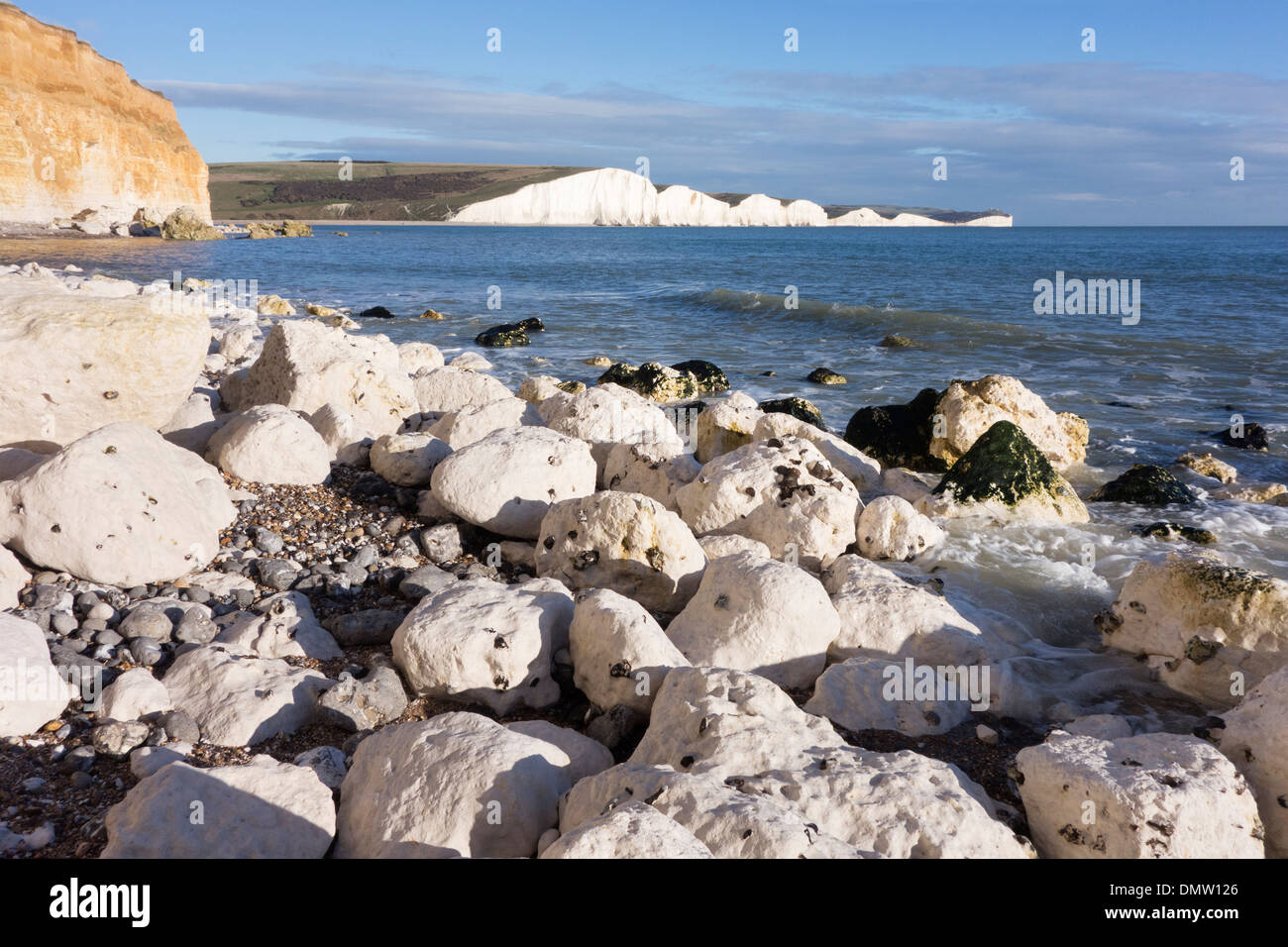 The chalk cliffs of the Seven Sisters, South Downs National Park, East